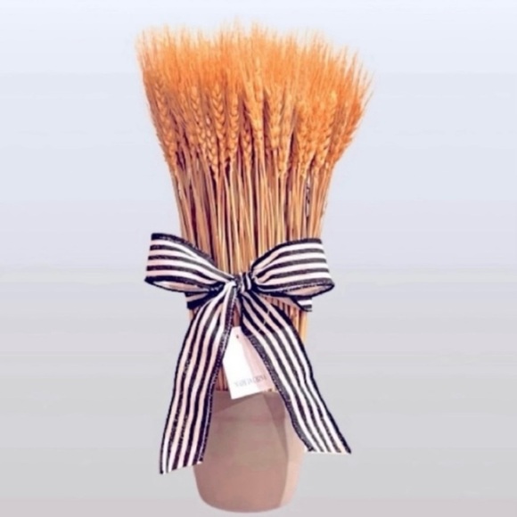 NWT- Bundle of Wheat in Ceramic 
Container with Decorative Ribbon. - Picture 4 of 6